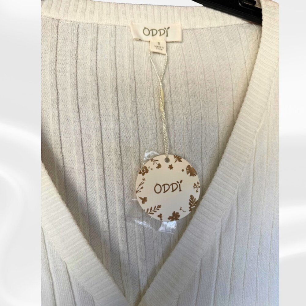ODDI Cream Ribbed Button Front Cardigan NWT Small - Picture 3 of 11